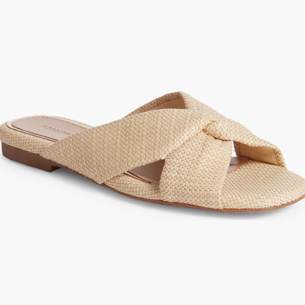 New - Nordstrom Cerise Leather Slide Sandal